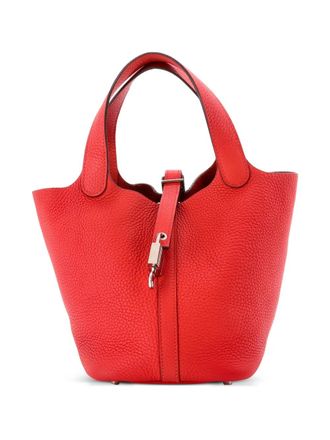 Herm&egrave;s Borsa a secchiello Picotin Lock PM in pelle Clemence - Rosso