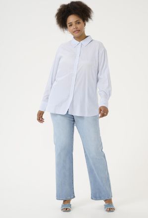 Kaffe Curve Overhemd met lang mouwen Loose fit Blue/White Stripe blue white