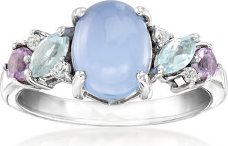 Ross-Simons Blue Chalcedony and Pastel Multi-Gemstone Ring in Sterling Silver