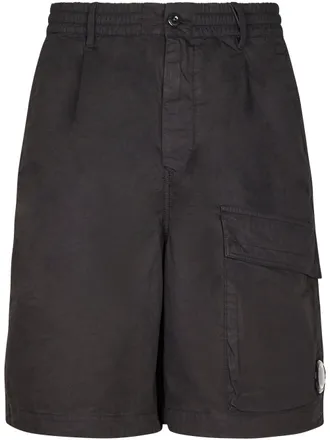 C.P. Company Boxy Black Shorts with Functional Lens Detailing