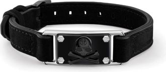 Philipp Plein Bracciale in pelle Skull - Nero