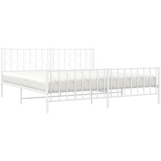 vidaXL Estructura Cama Sin Colch&oacute;n Con Estribo Metal Blanco 193x203 Cm Vidaxl