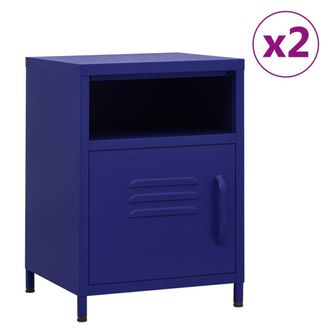 Berkfield Home Nightstands 2 pcs Navy Blue 35x35x51 cm Steel | Size: 35 x 35 x 51 cm