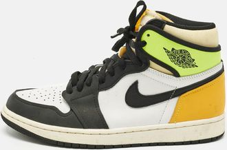 Air Jordan s Multicolor Leather Jordan 1 Retro High White Black Volt University Gold Sneakers