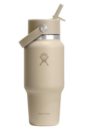 Hydro Flask 24-Ounce Wide Mouth Travel Bottle with Flex Straw Cap in Oat at Nordstrom