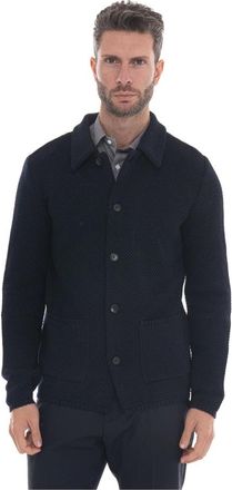 Paoloni Sweater Jacket - Heren - Vesten - Blauw - M - Wol - Truien & Vesten