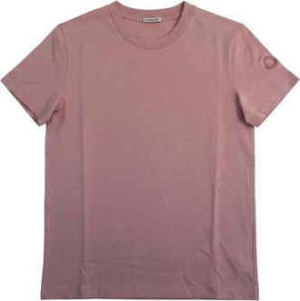 Moncler Tops, Dames, Roze, XL, Katoen, Ronde Hals T-shirt