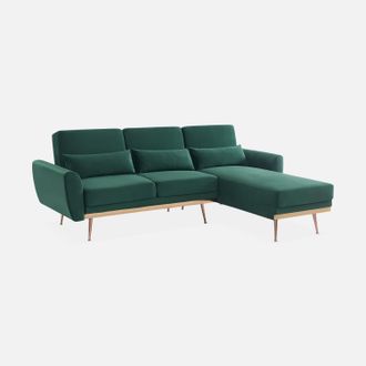 Sweeek Sof&aacute; Esquinero Reversible De 3 Plazas De Terciopelo