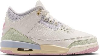 Nike Jordan Boys Retro 3 - Boys Grade School Basketball Shoes White/Green/Pink Size 3.5