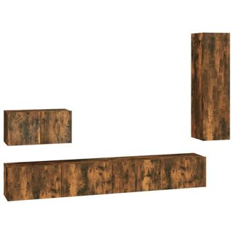 Berkfield Home 4 Piece TV Cabinet Set Smoked Oak Engineered Wood in Brown