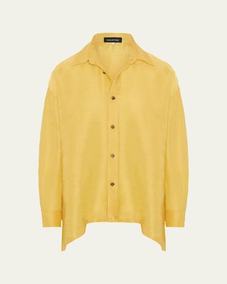 Eskandar A-Line Silk Plisse Shirt