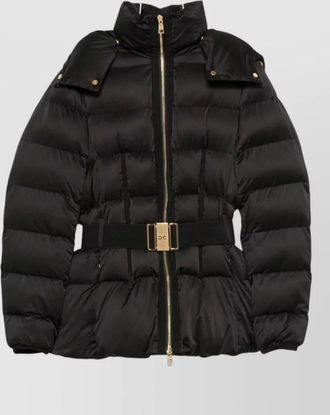 Elisabetta Franchi down belted hooded puffer coat