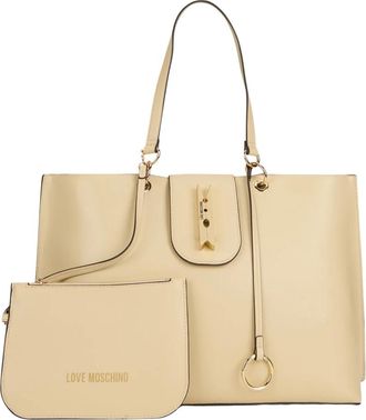 Love Moschino Tote Bag met Metallic Details - Dames - Shoppers - Beige - ONE Size - Polyester - Tassen