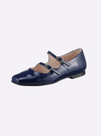 Heine Ballerina HEINE, Damen, Gr. 39, blau, Lackleder, Leder, Rindsleder, Schuhe Ballerina