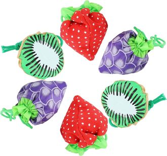 Generic 6pcs Foldable Fruit Shape Shopping Bags Nylon Waterproof Folding Storage Pouches Lightweight Creative Grocery Tote Bags for Home and Travel Random Sty