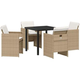 vidaXL Conjunto De Comedor De Jard&iacute;n Con Coj&iacute;n 5 Pcs Beige Polirat&aacute;n Vidaxl