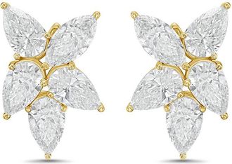 Diana M. Jewels 14KW YG 10.00 Ct TW of Lab grown pear and marquise shape diamonds cluster earrings