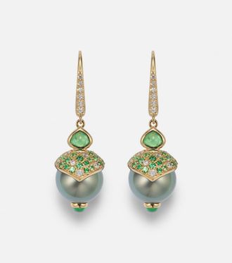 Marina B 18kt gold drop earrings with gemstones
