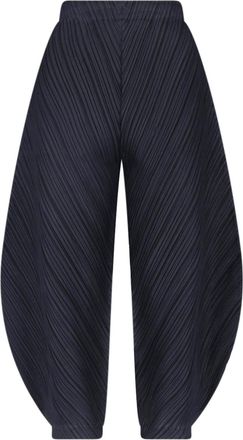Pleats Please Issey Miyake Curved Pleated Wide-Leg Pants