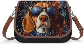 Generic Beagle Dog 4th of July Fashion Womens Crossbody Bags Novelty Handbag Shoulder Bag Purse