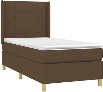vidaXL Vidaxl - Cama Box Spring Colch&oacute;n Y Luces Led Tela Marr&oacute;n Oscuro 80x200cm