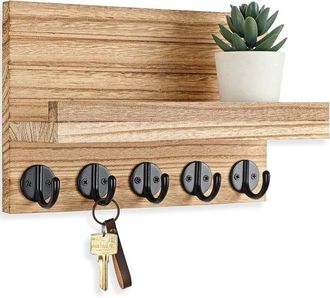 OEM Soporte De Pared Para Llaves, Perchero De Pasillo Con Gancho, Correo O Colgar Bolsos, Abrigos, Paraguas Y Cinturones, Negro