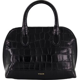 Vince Mini Delphine Croc Embossed Leather Top Handle Bag in Black at Nordstrom
