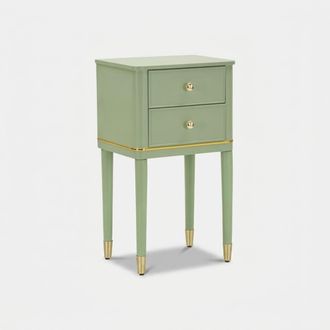 Les Tendances Mesita De Noche De Madera Con 2 Cajones Para Dormitorio Camille - Verde Oscuro