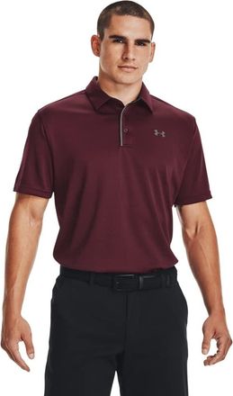 Under Armour Mens Tech Golf Polo Shirt, Maroon (609)/Graphite, 4XL Long