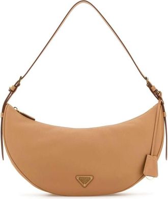 Prada Peach Leather Large Prada Demi-Lune Crossbody Bag