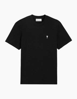 Ami Mens Ami Paris Ami de Couer White Logo T-Shirt in Black - Size: 42
