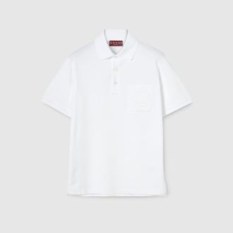 Gucci Cotton Piquet Polo Shirt With Embroidery, Size XXXL, White, Ready-to-wear