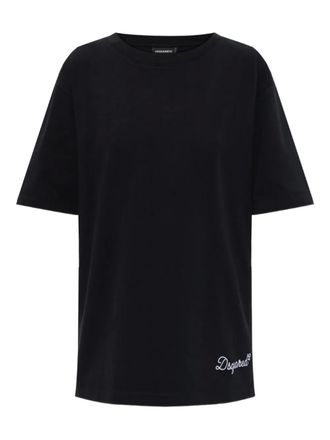 Dsquared2 embroidery short-sleeve T-shirt - women - Cotton - L - Black