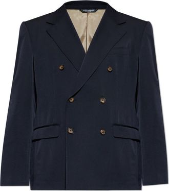 Dolce & Gabbana Double-breasted Blazer - Heren - Blazers - Blauw - XL - Wol - Jassen