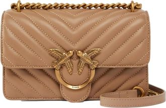 Pinko Mini Love Tas Beige Chevron Leer - Dames - Schoudertassen - Beige - ONE Size - Leer - Tassen