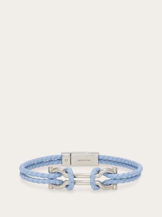Ferragamo Uomo Bracciale con doppio Gancini (18cm) Blu