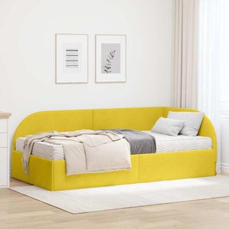 vidaXL Estructura De Cama Esquina Con Colch&oacute;n Manual 2 Pcs Amarillo Vidaxl