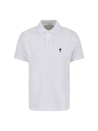 Ami White Ami De Caur Cotton Polo Shirt