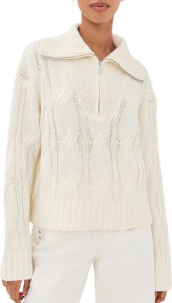 Sablyn Esme Half Zip Cable Sweater In Gardenia