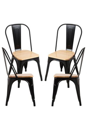 Regalos Miguel Regalos Miguel - Packs Sillas Comedor - Pack 4 Sillas Torix Madera Natural - Negro Mate