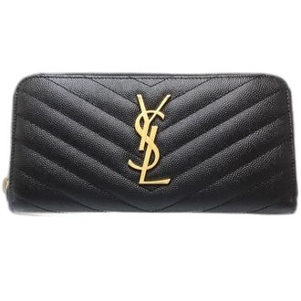 Saint Laurent Black Leather Long Wallet (Bi-Fold) (Pre-Owned)