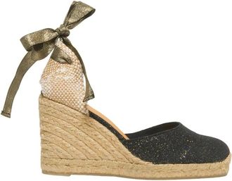 Castaner Schoenen, Dames, Zwart, 39 EU, Leer, Carina Wedge Espadrilles