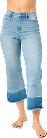 Judy Blue Womens High Waist Released Hem Wide Crop Jeans In Light Wash