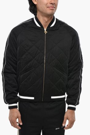 Palm Angels Quilted Bomber With Contrast Side Details Palm Angels