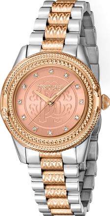 Roberto Cavalli Womens Snake Core Two Tone Silver & Rose Gold Quartz Watch