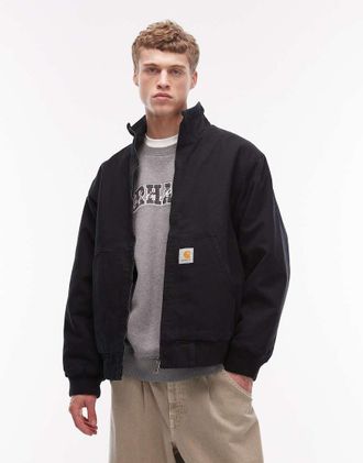 Carhartt Work in Progress Ravon - Giacca nera con collo a imbuto e zip-Nero