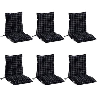 vidaXL Cojines De Silla Respaldo Bajo 6 Uds Tela Oxford Cuadros Negro Vidaxl