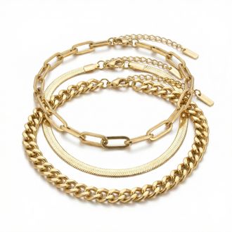 Pompeii3 Cinthia Anklet 3 Piece Set 18k Gold Plated 9 with 2 Extender