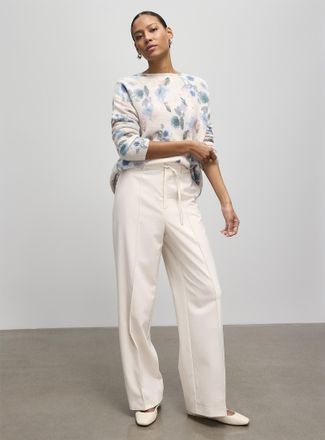 Contemporaine Womens Colorful flower garden fuzzy knit sweater