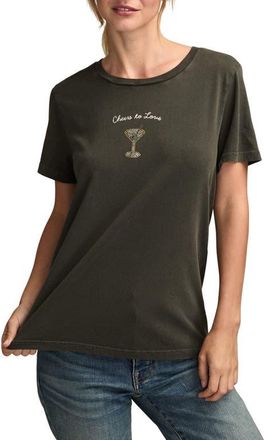 Lucky Brand Love at First Sip Embellished T-Shirt in Raven at Nordstrom, Size X-Small